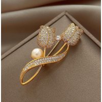 XSB123 - Golden Floral Saree Brooch